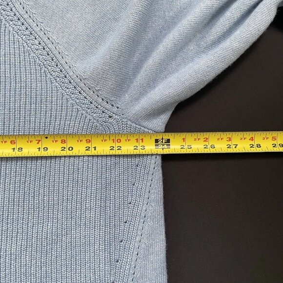 NWOT Talbots Women’s 2X Plus Blue Nylon Wool Cashmere V-Neck Ribknit Sweater - Picture 4 of 7